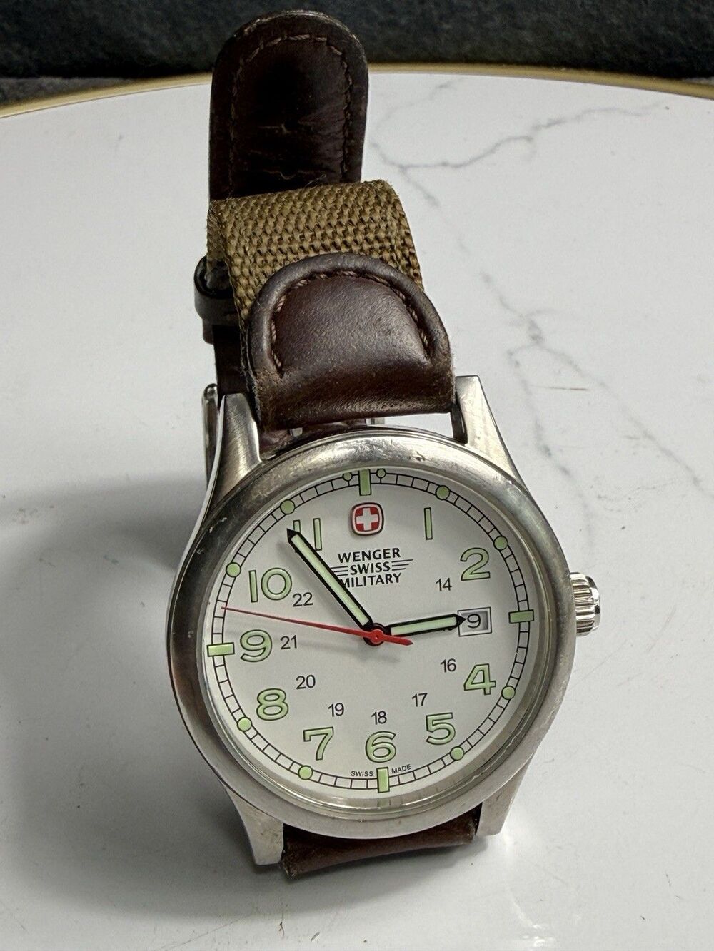 Wenger Swiss Military 7299XT Men's Silver Tone Case Swiss Made Quartz Watch 38mm
